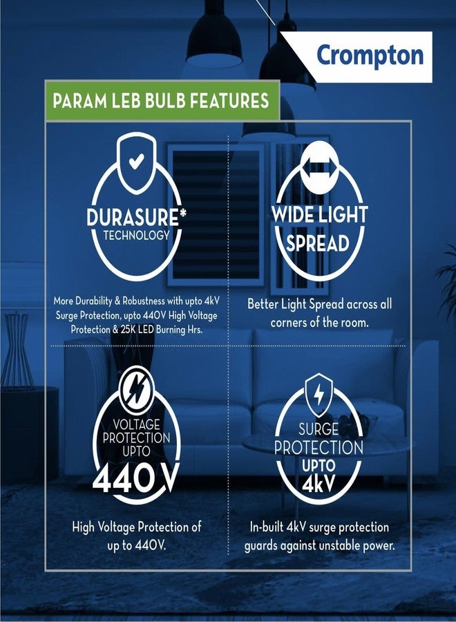 Crompton كرومبتون بارام 13 واط، مصباح LED دائري B22 بإضاءة نهارية باردة - Image 2