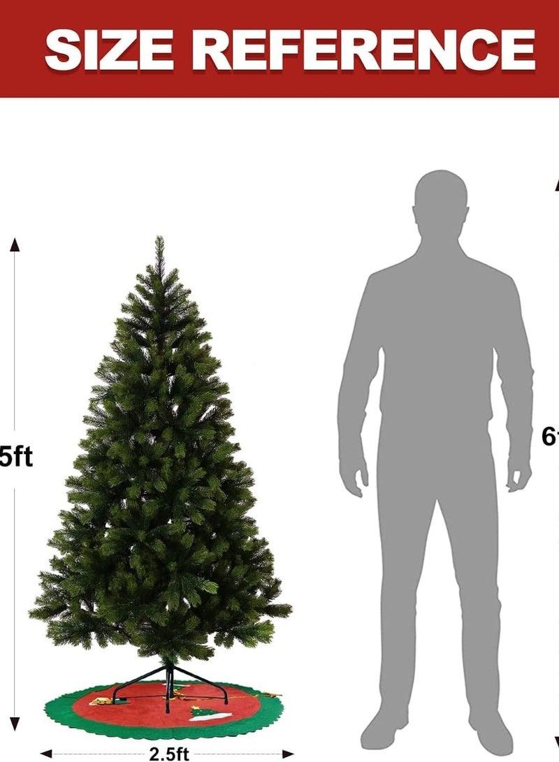 Santa شجرة عيد الميلاد الاصطناعية الفاخرة بارتفاع 5+ أقدام مع 450 طرف، زينة وزخارف لحفلات المنزل والمهرجانات والعطلات - شجرة صنوبر عيد الميلاد الداخلية/الخارجية - Image 4