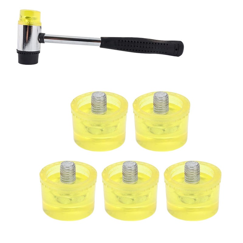 5Pcs Yellow Rubber Mallet Hammer Heads 35mm M8x1 Thread 35g Each - Image 4