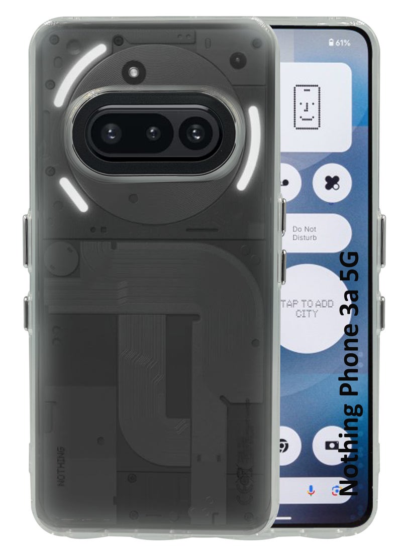 For Nothing Phone 3a 5G - Semi Colourful Half Transparent  Protective Bumber Case  - Transparent