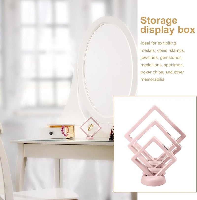 إطار عرض مجوهرات عائم وردي مع فيلم شفاف للقلائد والخواتم والأقراط - Image 4