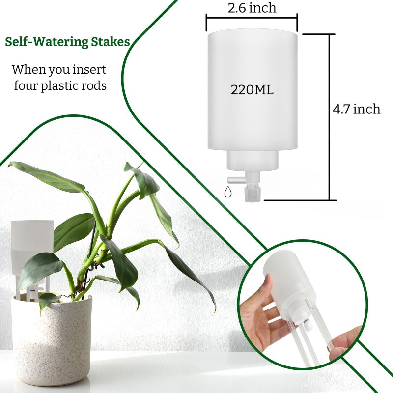 HYYZ Adjustable Moss Pole Watering Dripper Pro - Self Watering Planter Insert with Flow Control, Plant Watering Globes & Devices, Slow-Release Self Watering Spikes for Monstera/Epipremnum (4, White) - Image 2