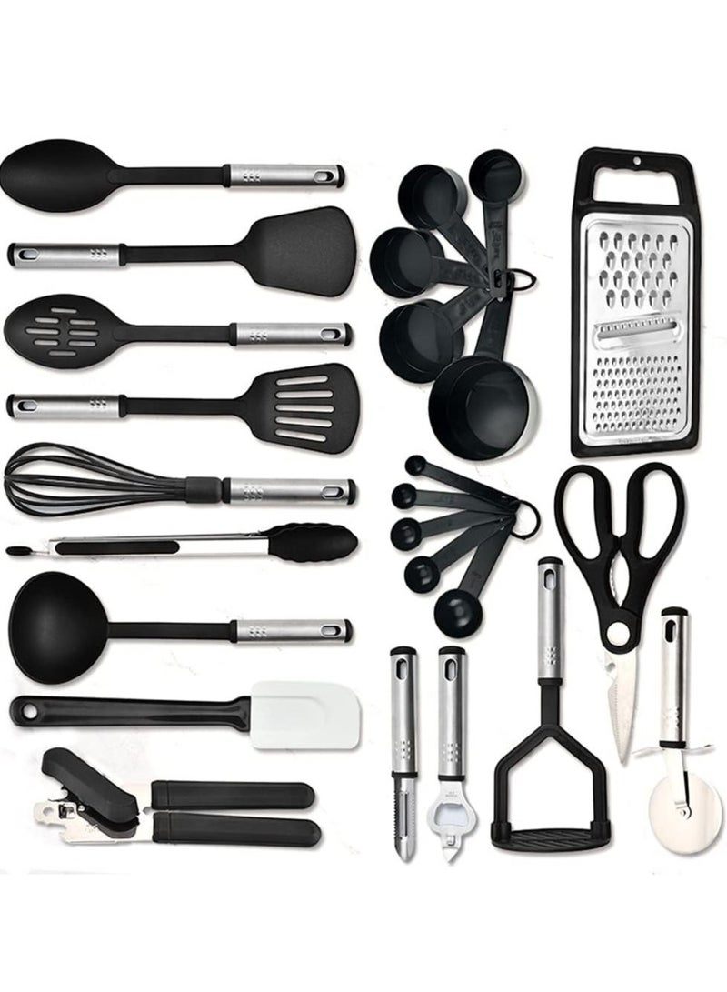 Arabest 25pc Kitchen Utensils Set - Nylon & Stainless Steel Cooking Utensils Set - Non-Stick Kitchen Utensils with Spatula - Kitchen Gadgets Cookware Set - Kitchen Tools Set - Image 1