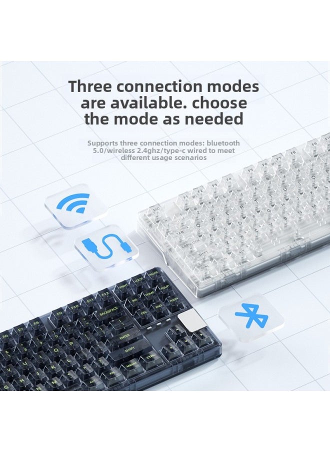 Generic - Crystal Axis X87RGB Wireless Mechanical Keyboard Ice Spirit Three-mode Bluetooth Customized Hot Plug Code Word Transparent-Colour:Ice Soul Axis-45g Linear Dustproof Cross Axis Mahjong Sound Recommendation-x75 Crystal Transparent White Single Mode Wired Rgb Backlight Full Key Hot Swappable Music Rhythm-official Standard - Image 1