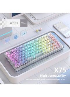 Crystal Axis X87RGB Wireless Mechanical Keyboard Ice Spirit Three-mode Bluetooth Customized Hot Plug Code Word Transparent-Colour:Ice Soul Axis-45g Linear Dustproof Cross Axis Mahjong Sound Recommendation-x75 Crystal Transparent White Single Mode Wired Rgb Backlight Full Key Hot Swappable Music Rhythm-official Standard