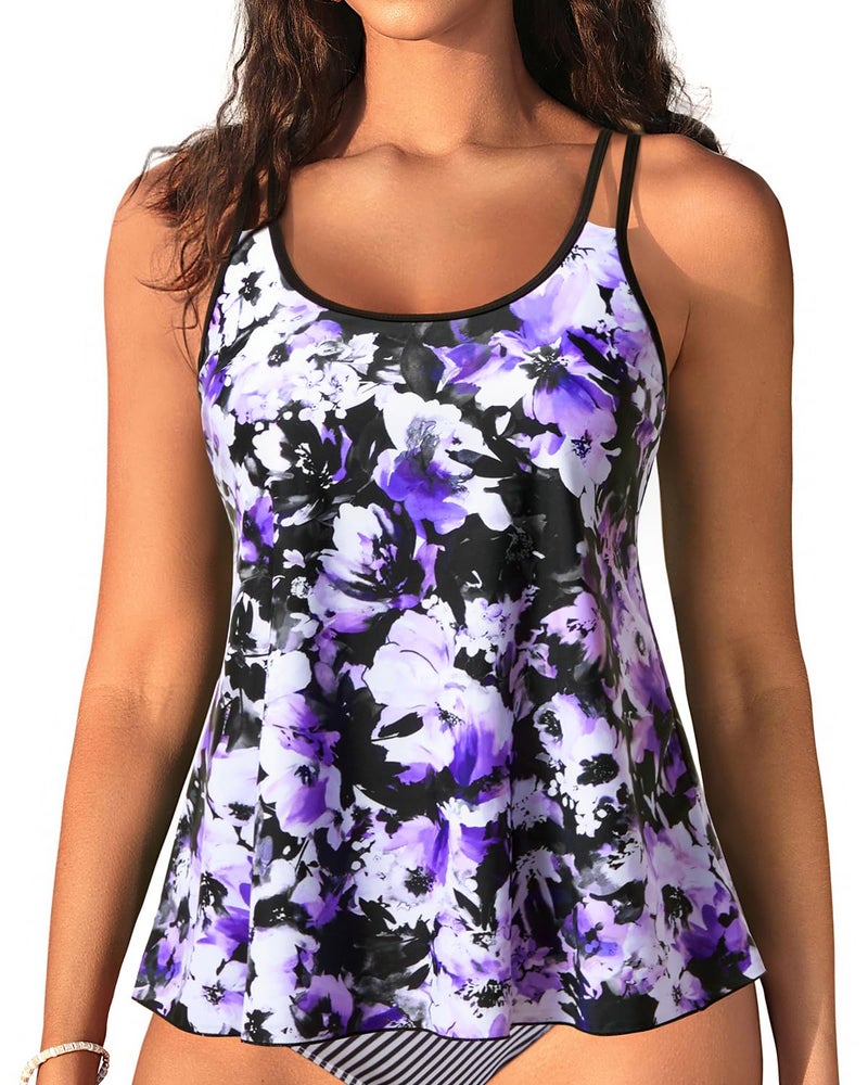 Talisea Womens Flowy Tankini Tops Only - Modest Bathing Suit Loose Fit Swimsuit Swim Tops No Bottom 2025 (Available in Plus) - Image 1
