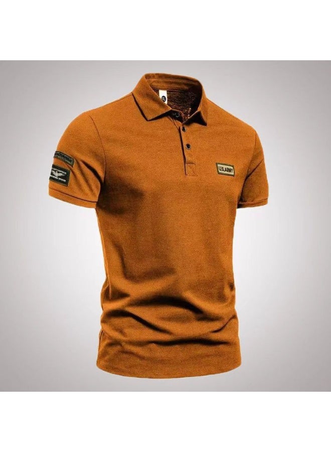 US Summer Men's Polo Shirt T-Shirt Short Sleeve French Style Casual Breathable Fashionable Loose Fit  Clothing - Image 1
