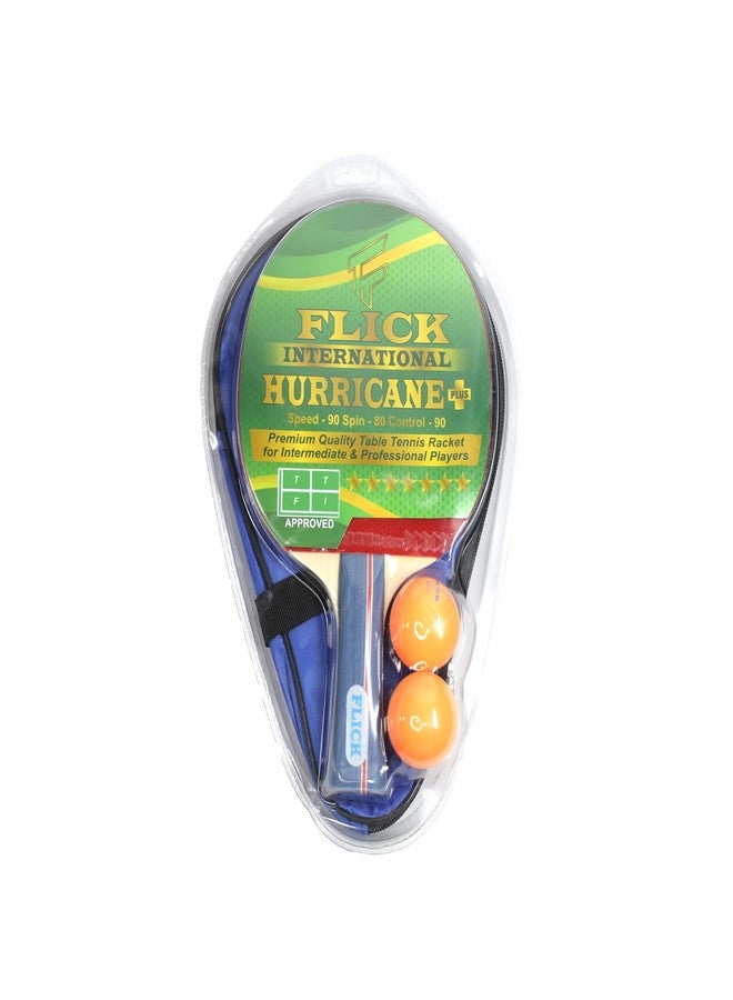 FLICK مجموعة لعب تنس الطاولة FLICK'S Hurricane Plus - مجموعة مضارب تنس طاولة عالية الأداء | معتمدة من TTFI | مضرب تنس طاولة واحد | غطاء مضرب تنس طاولة واحد | كرتان تنس طاولة في عبوة واحدة (TTPS- 01H) - Image 1