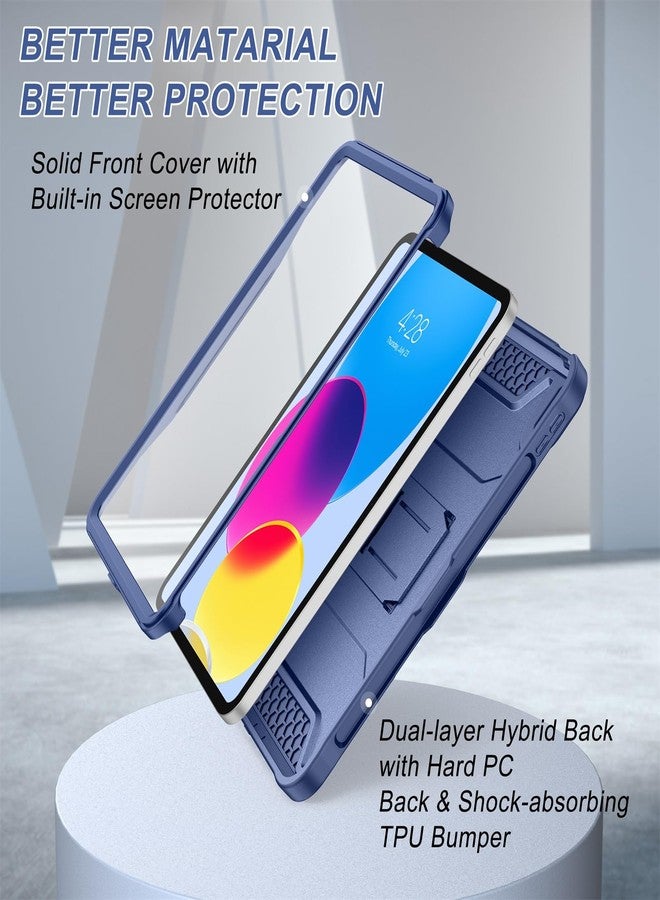 Soke Case for iPad 10th Generation 10.9-inch 2022, with Built-in Screen Protector and Kickstand, Rugged Full Body Protective Cover for New Apple iPad 10.9 Inch - Navy - Image 5