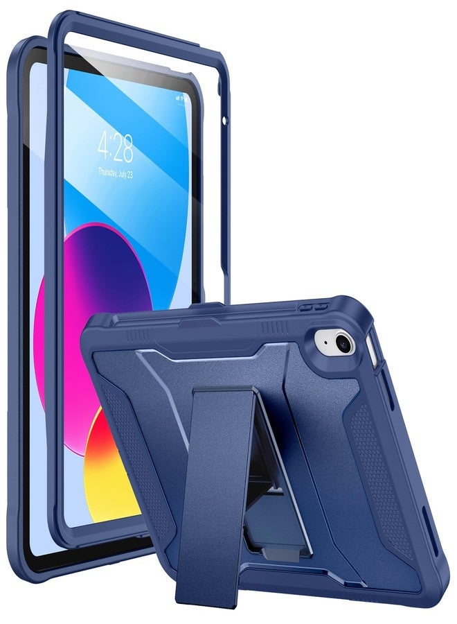Soke Case for iPad 10th Generation 10.9-inch 2022, with Built-in Screen Protector and Kickstand, Rugged Full Body Protective Cover for New Apple iPad 10.9 Inch - Navy - Image 1