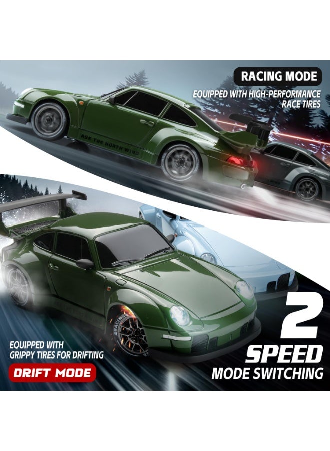 ال لايف سيارة دريفت تعمل بالتحكم عن بعد، بمقياس 1:24 مع أضواء LED، سيارات عالية السرعة تعمل بالتحكم عن بعد بتردد 2.4 جيجاهرتز وسرعة 20 كم/ساعة، إطارات دريفت وبطاريتان، فكرة لعبة سباق رياضية هدية للبالغين والأولاد والبنات والأطفال - Image 4