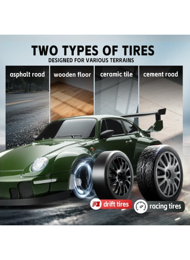 ال لايف سيارة دريفت تعمل بالتحكم عن بعد، بمقياس 1:24 مع أضواء LED، سيارات عالية السرعة تعمل بالتحكم عن بعد بتردد 2.4 جيجاهرتز وسرعة 20 كم/ساعة، إطارات دريفت وبطاريتان، فكرة لعبة سباق رياضية هدية للبالغين والأولاد والبنات والأطفال - Image 5