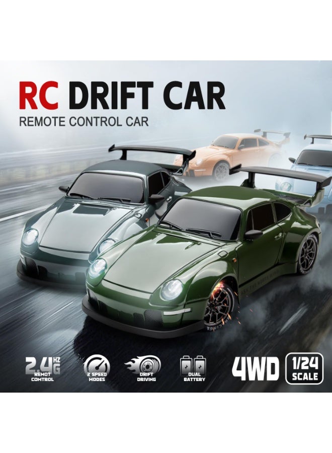ال لايف سيارة دريفت تعمل بالتحكم عن بعد، بمقياس 1:24 مع أضواء LED، سيارات عالية السرعة تعمل بالتحكم عن بعد بتردد 2.4 جيجاهرتز وسرعة 20 كم/ساعة، إطارات دريفت وبطاريتان، فكرة لعبة سباق رياضية هدية للبالغين والأولاد والبنات والأطفال - Image 2