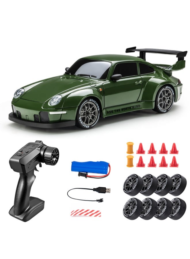 Al LIFE RC Drift Car, 1:24 Scale Remote Control Vehicle with LED Lights, 2.4GHz 20KM/H 4WD High Speed RC Cars, Drifting Tires＆Two Batteries, Racing Sports Toy Idea Gift for Adults Boys Girls and Kids - Image 1