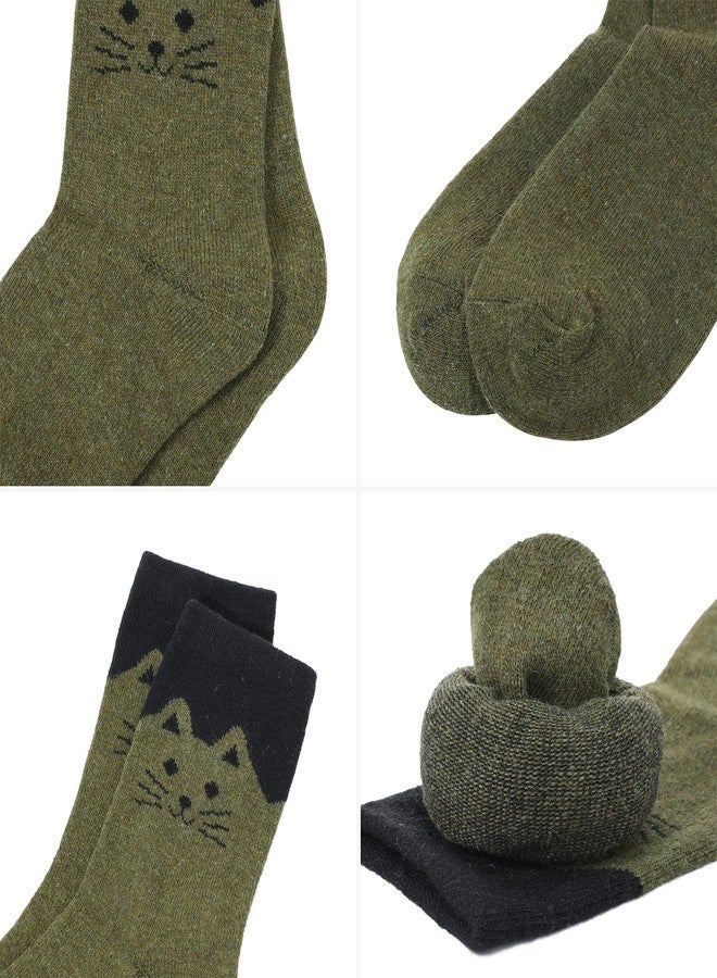 Zando 5 Pairs Cat Socks Women Cute Socks Cat Socks for Women Size 6-9 Womens Wool Socks for Women Winter Socks Warm Socks Boot Socks for Women Thick Knit Cozy Socks Cat Gifts for Women - Image 3