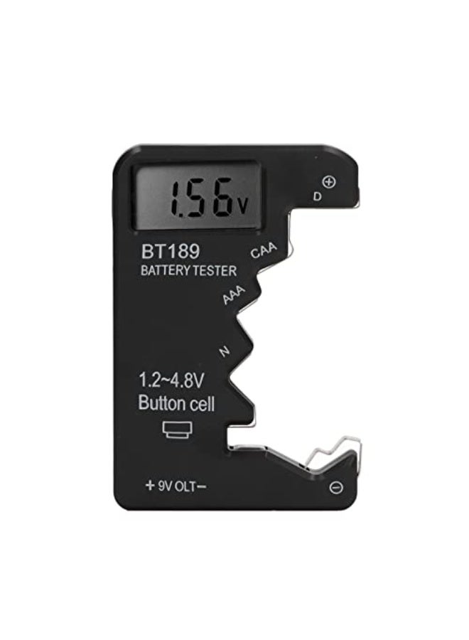 Battery Life Checker, Battery Capacity Tester Meter Digital Display Tool for AAA AA 9V 6F22 1.5V, Suitable for C, D, N Batteries with ABS Material (Black) - Image 1
