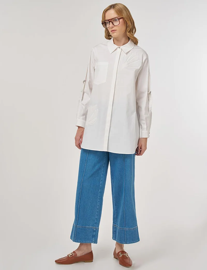 Kayra Embossed Cotton Tunic Ecru