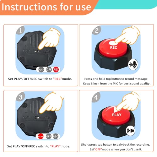 RIBOSY Dog Training Buzzer, Recordable Button, Record and Playback Your Own Message to Train Your Dog Voice What They Wants and Needs - Image 3