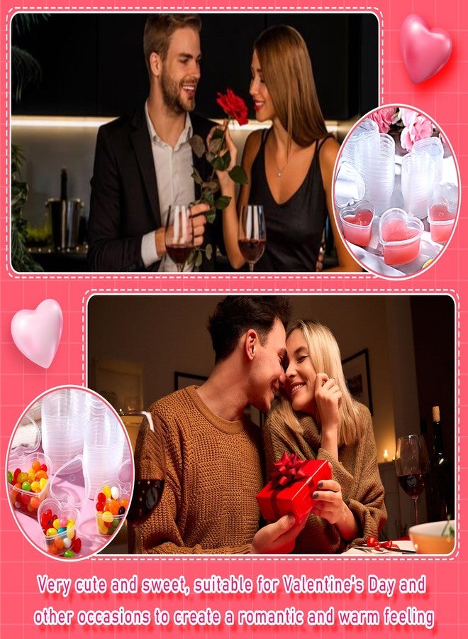 Layhit 100 Pcs Valentine's Day Heart Shaped Storage Containers Plastic Mini Heart Box Clear Food Storage Containers with Lid Portion Cups for DIY Craft Liquid Foam Ball Soft Clay (1.7 Oz,2.4 oz) - Image 4