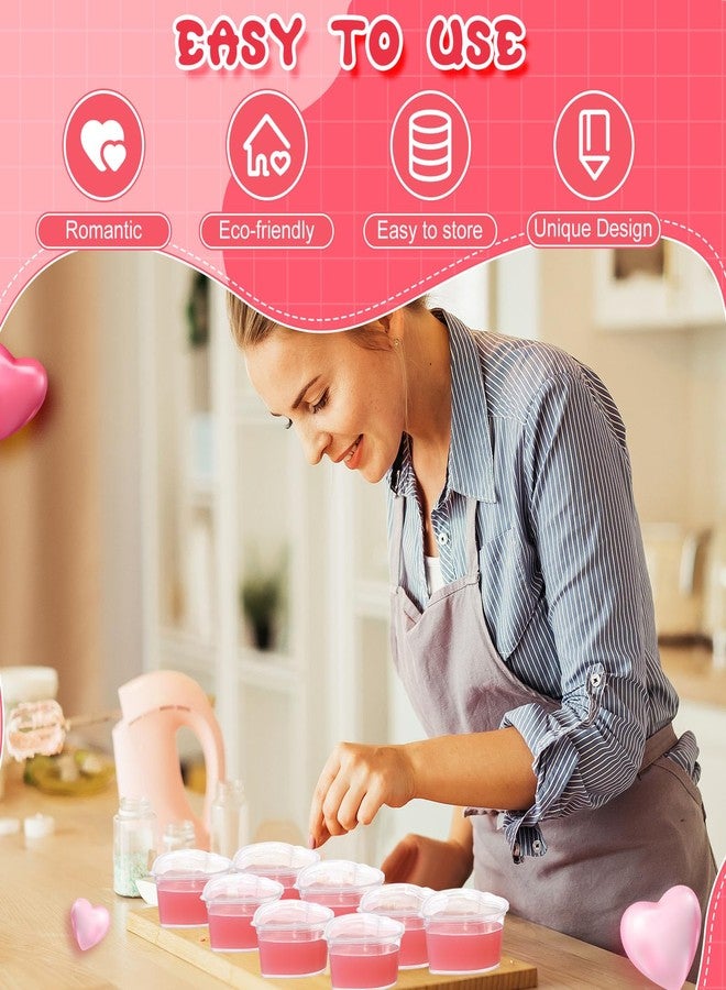 Layhit 100 Pcs Valentine's Day Heart Shaped Storage Containers Plastic Mini Heart Box Clear Food Storage Containers with Lid Portion Cups for DIY Craft Liquid Foam Ball Soft Clay (1.7 Oz,2.4 oz) - Image 5