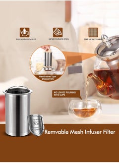 LOOPITYS 1200ml Glass Teapot with Removable Infuser, Stovetop Safe Tea Kettle, Blooming and Loose Leaf Tea Maker Set  - Image 3