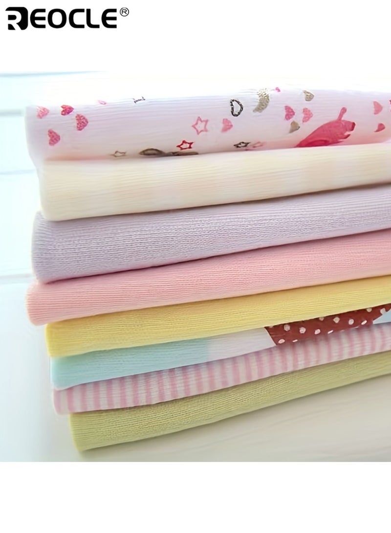 REOCLE 8pcs Soft and Absorbent Baby Nursing Towels Cartoon Designs with Adorable Characters Machine Washable Durable Polyester Blend Perfect for Newborns Ideal Baby Shower Gift - Image 5