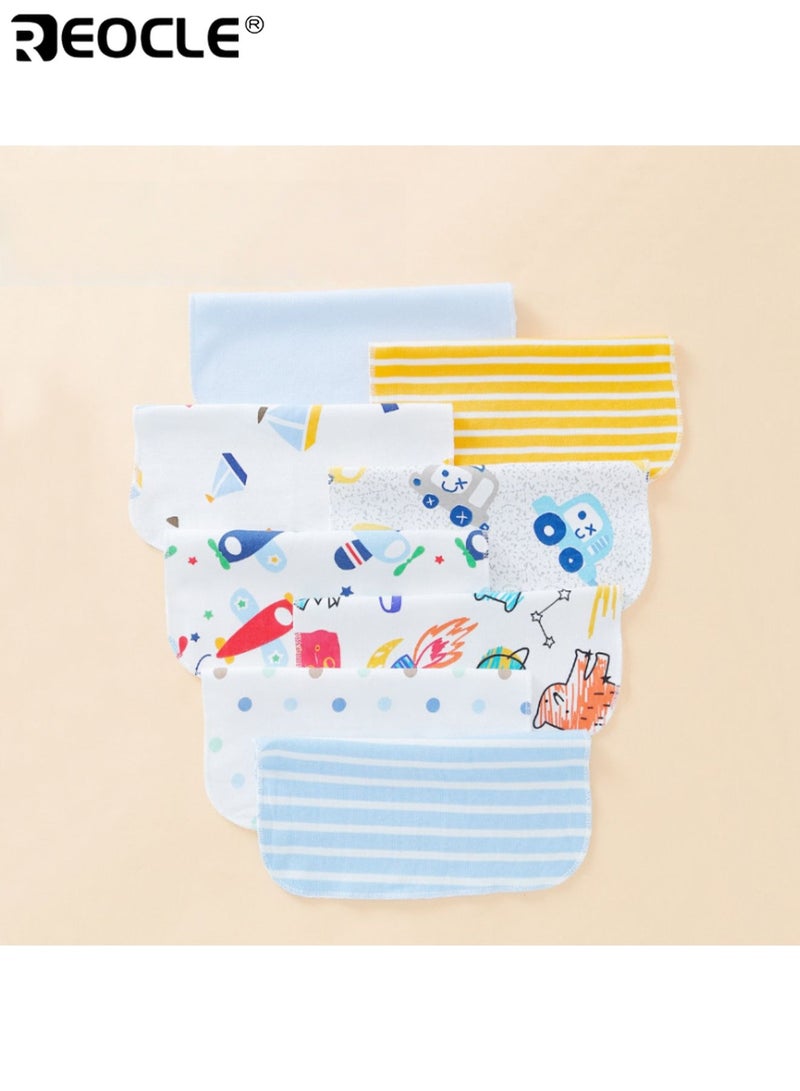 REOCLE 8pcs Soft and Absorbent Baby Nursing Towels Cartoon Designs with Adorable Characters Machine Washable Durable Polyester Blend Perfect for Newborns Ideal Baby Shower Gift - Image 1