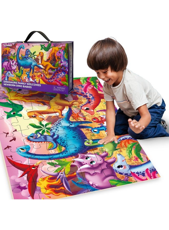 QUOKKA Giant Floor Puzzles for Kids Ages 4-6 - 2x3 Feet 48 Piece Puzzles for Toddlers 3-5 - Large Educational Kids Puzzles Ages 2-4 - Dinos Activity Game for Boys and Girls - Premier Gift - Image 1