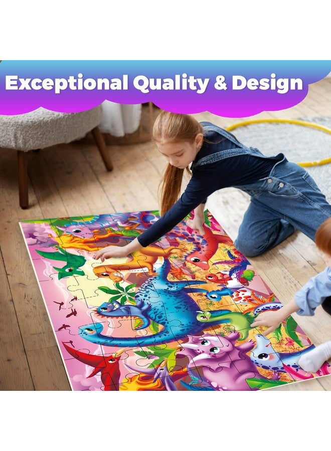 QUOKKA Giant Floor Puzzles for Kids Ages 4-6 - 2x3 Feet 48 Piece Puzzles for Toddlers 3-5 - Large Educational Kids Puzzles Ages 2-4 - Dinos Activity Game for Boys and Girls - Premier Gift - Image 4