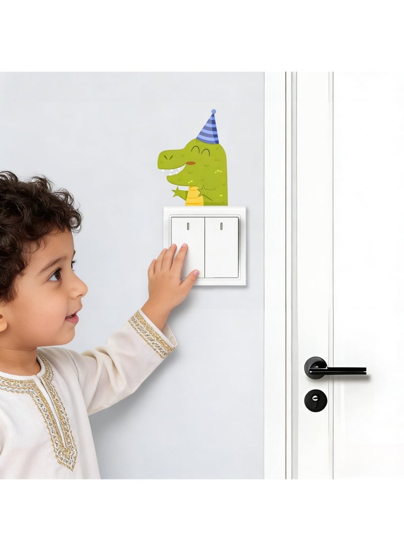 Luminous Dinosaur Light Switch Stickers 4Pcs, Removable PVC Wall Decals, Glow in The Dark Cartoon Socket Decor for Kids Bedroom, Home Decor - Image 2
