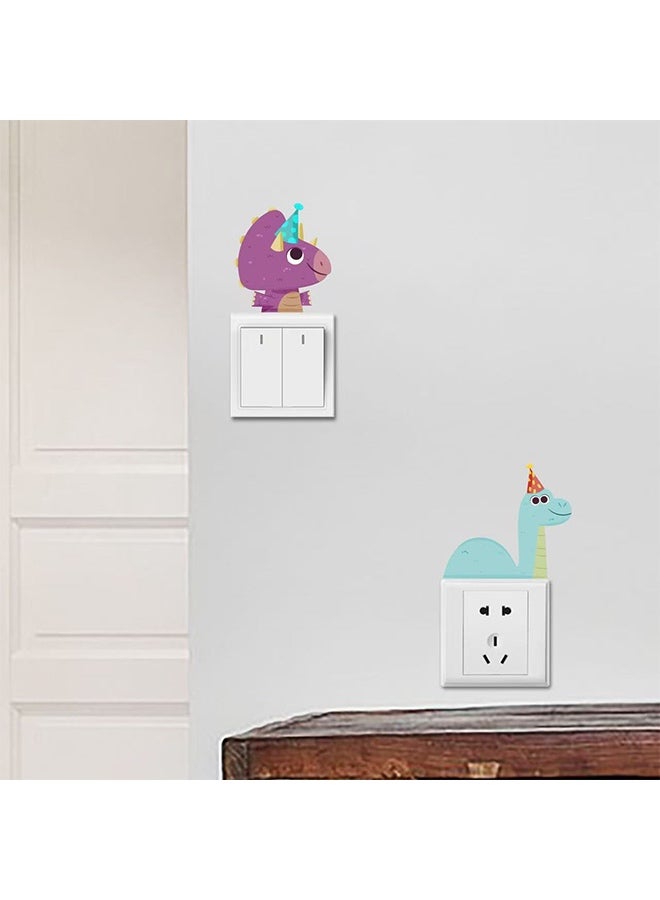 Luminous Dinosaur Light Switch Stickers 4Pcs, Removable PVC Wall Decals, Glow in The Dark Cartoon Socket Decor for Kids Bedroom, Home Decor - Image 4