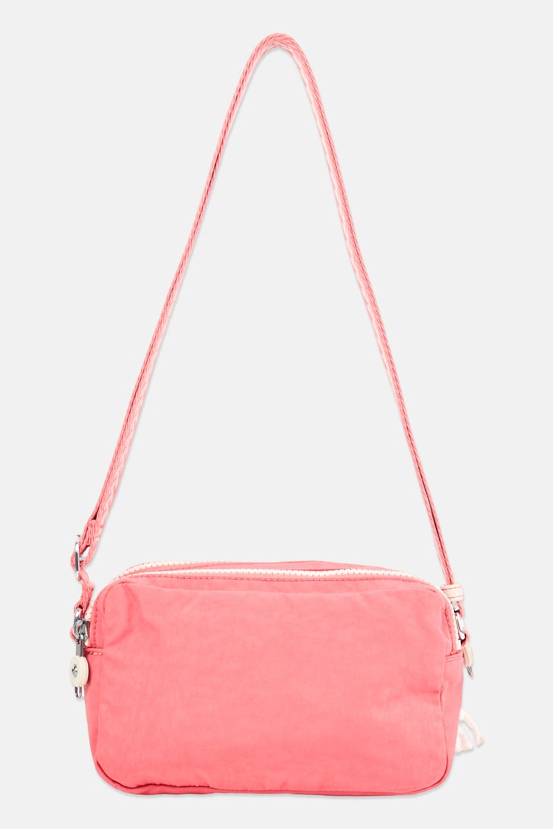 kipling Women Brand Logo Cross Body Bag With Keyring, Old Rose - Image 3