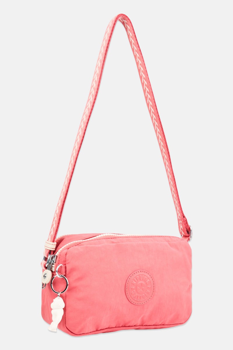kipling Women Brand Logo Cross Body Bag With Keyring, Old Rose - Image 2