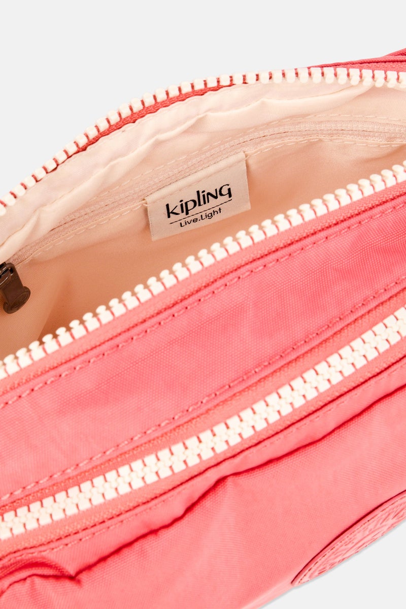 kipling Women Brand Logo Cross Body Bag With Keyring, Old Rose - Image 4