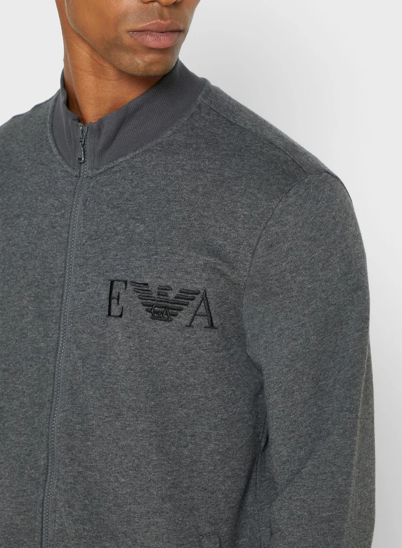 EMPORIO ARMANI Logo Zip Through Sweatshirt