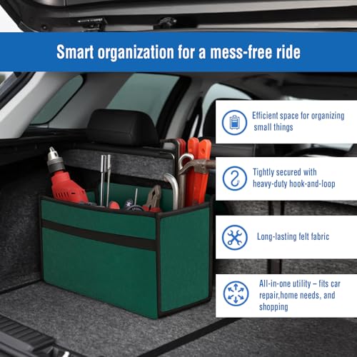 JVCV® Large Car Trunk Boot Organizer, Car Storage and Organizer Anti Slip Car Accessories Organizer for Car, Suv, Sedan, Truck, Minivan Anti Slip Bottom (Large - Green) - Image 5