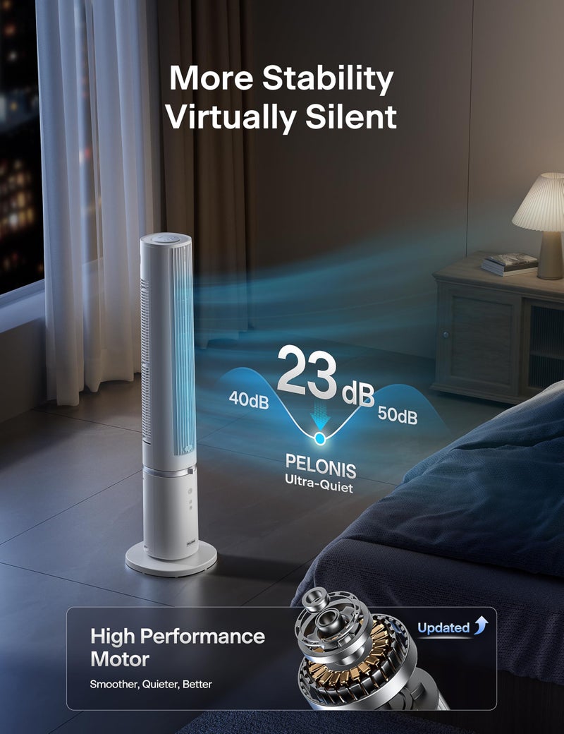 PELONIS 40-Inch Tower Fan for Bedroom, Fan That Blows Cold Air, Oscillating Fan with Innovative Washable Design, 2000 CFM, 28ft/s Airflow, 4 Speeds + 2 Modes, 90Â° Oscillation, 23dB Quiet - Image 3