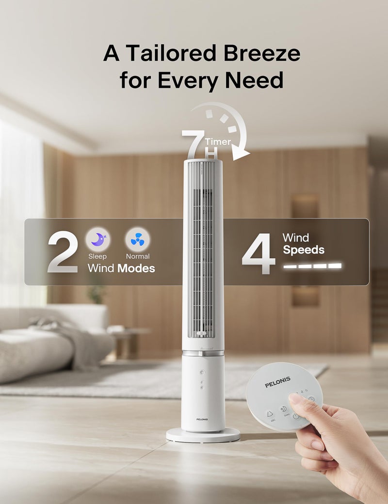 PELONIS 40-Inch Tower Fan for Bedroom, Fan That Blows Cold Air, Oscillating Fan with Innovative Washable Design, 2000 CFM, 28ft/s Airflow, 4 Speeds + 2 Modes, 90Â° Oscillation, 23dB Quiet - Image 5