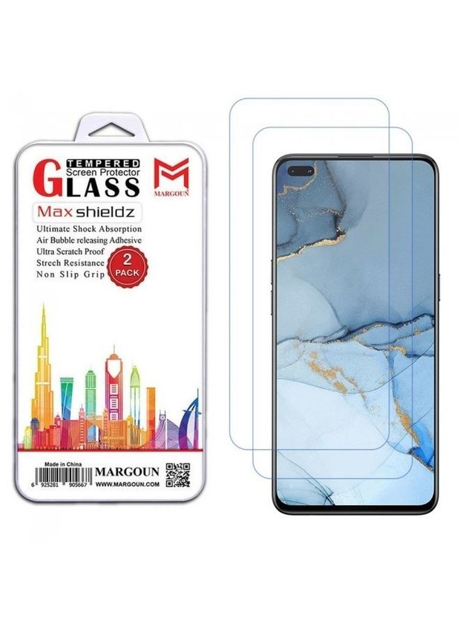 NIBEMINENT 2-Piece Max Shieldz Tempered Glass Screen Protector For Oppo Reno3 Pro Clear - Image 2