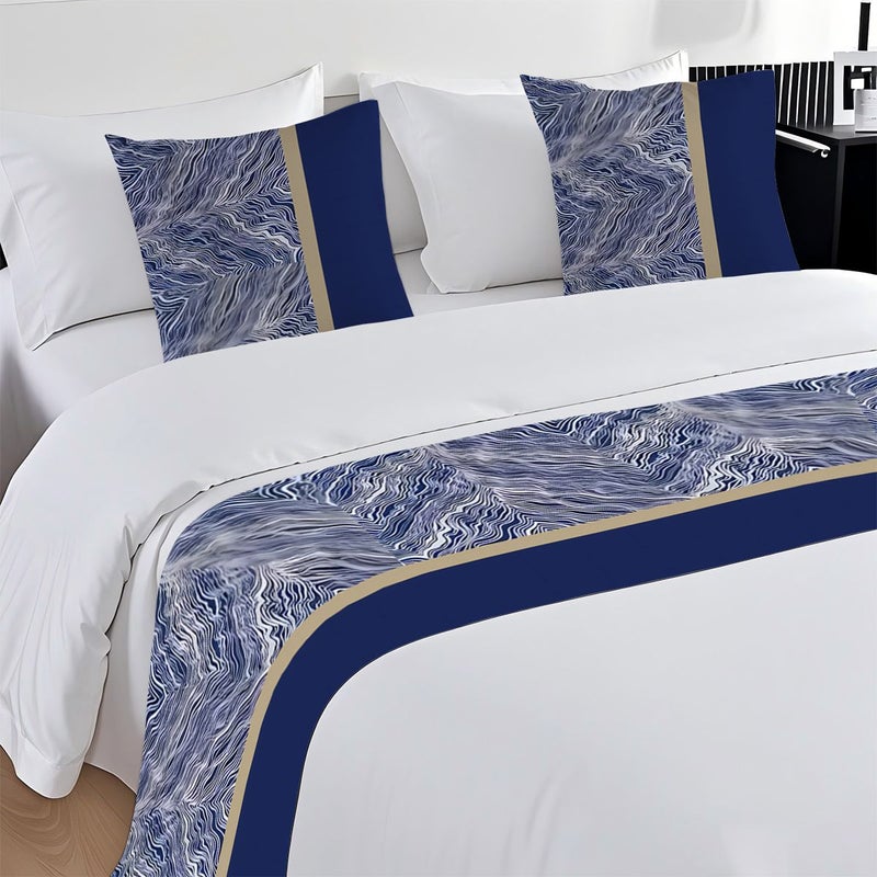100 Linen Bed Runner With 2 Pillows Queen King Size Bedroom Decor Wedding Hotel Style Bed Tail Towel Protective Household Cover - Image 2