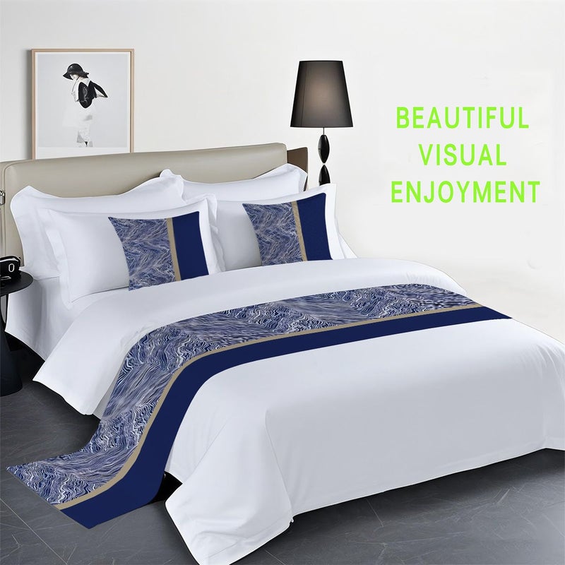 100 Linen Bed Runner With 2 Pillows Queen King Size Bedroom Decor Wedding Hotel Style Bed Tail Towel Protective Household Cover - Image 5