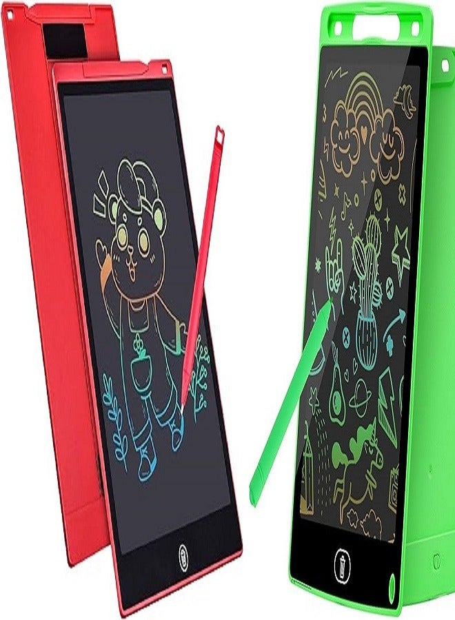 2 Pack 10 Inch LCD Writing Tablet for Kids, Colorful Doodle Board Drawing Pad for Kids, Electronic Drawing Board Erasable & Reusable, LCD Drawing Tablet for Kids Toddler Toys Gifts - Red & Green  - Image 1
