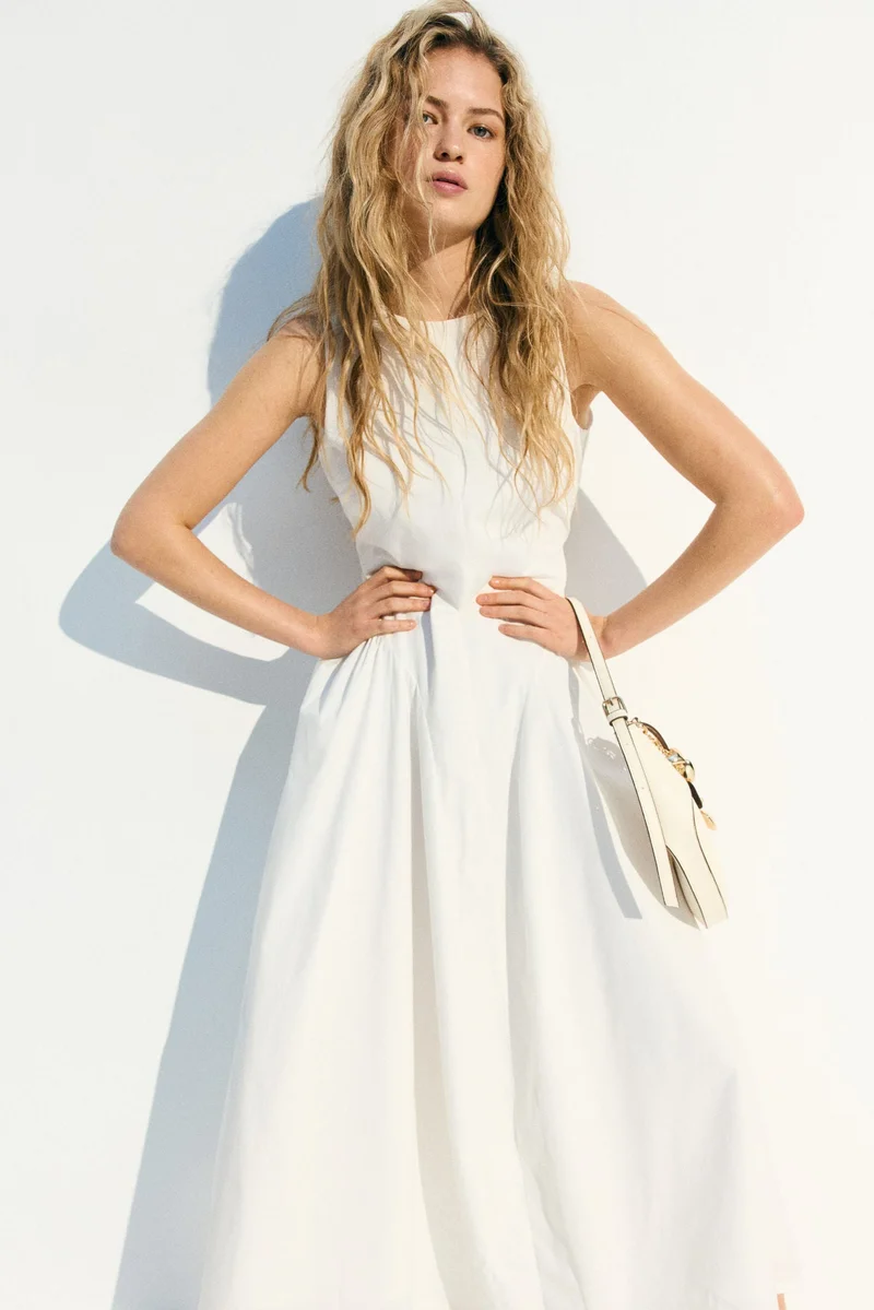 H&M Open-back cotton poplin dress