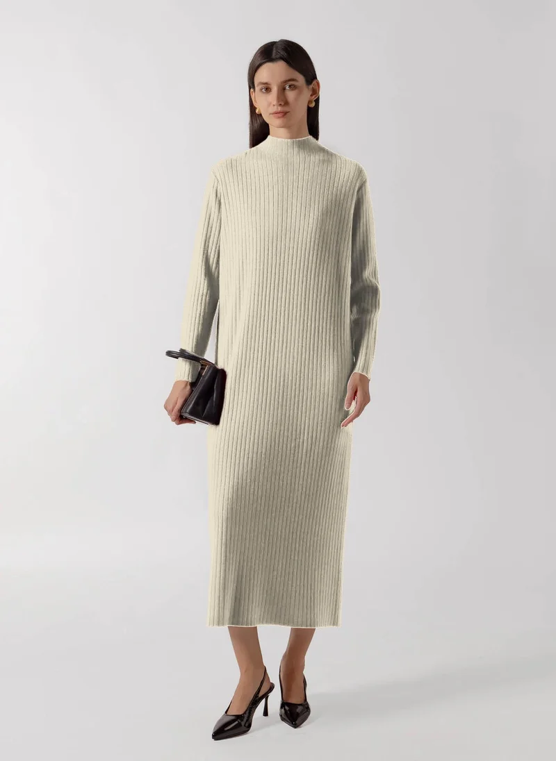 شايبس RIBBED MOCK NECK MIDI DRESS