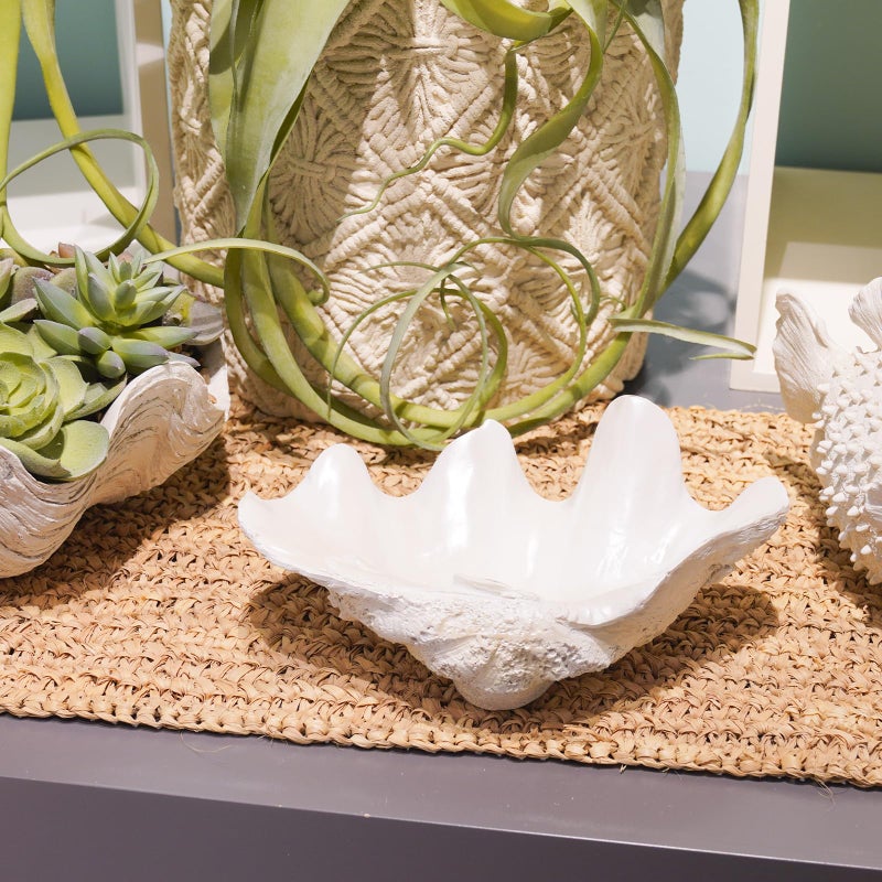 LC LCdecohome Decorative Bowl Entryway Table Decor - Resin Clam Shells Bowls Seashell Beach Console Table Home Decor Accents for Ocean Themed Living Room Coffee Table Decor 9 * 6 * 3.5 Inch - Image 2