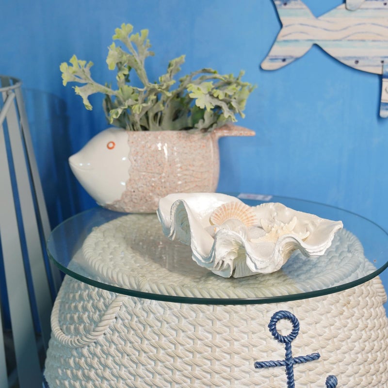 LC LCdecohome Decorative Bowl Entryway Table Decor - Resin Clam Shells Bowls Seashell Beach Console Table Home Decor Accents for Ocean Themed Living Room Coffee Table Decor 9 * 6 * 3.5 Inch - Image 5