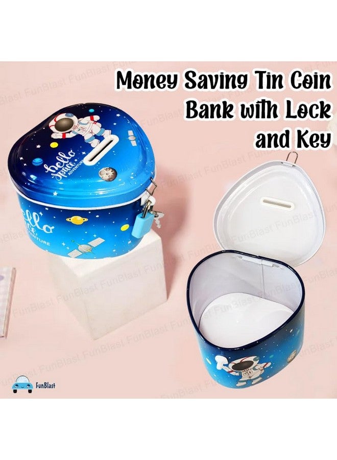 FunBlast Piggy Bank For Kids Space Money Saving Tin Coin Bank With Lock And Key Birthday Return For Boys & Girls, Money Bank, Coin Box For Kids, Metal Coin Box For Kids (Space), Multi - Image 4