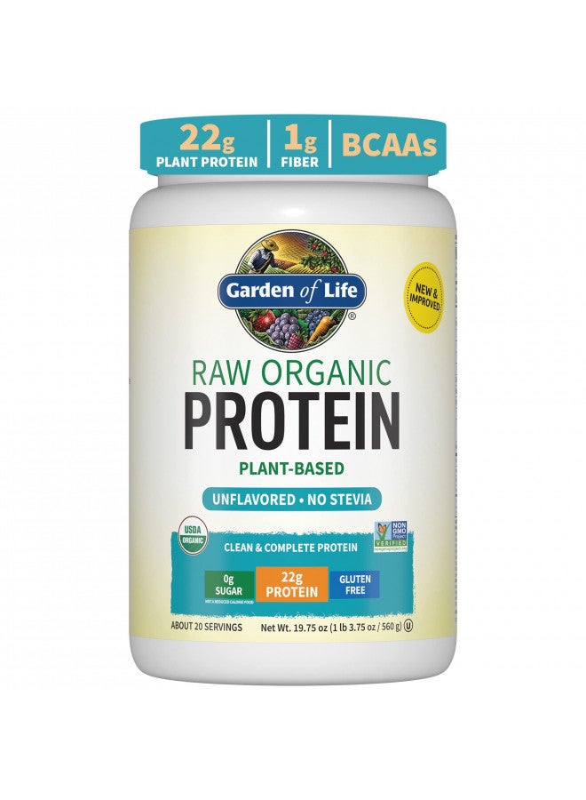 Garden of Life Organic Vegan Unflavored Protein Powder 22G Complete Plant Based Raw Protein And Bcaas Plus - Image 1