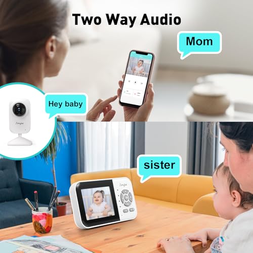 Simyke Upgrade Video Baby Monitor with 2 Cameras and Audio 2.8" Screen, Night Vision, APP, 2 Way Talk, 1200ft Long Range, Feeding Clock, Temperature Detection, Portable Wireless Baby Cam Home Use - Image 3