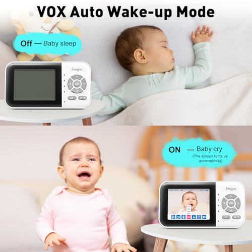 Simyke Upgrade Video Baby Monitor with 2 Cameras and Audio 2.8" Screen, Night Vision, APP, 2 Way Talk, 1200ft Long Range, Feeding Clock, Temperature Detection, Portable Wireless Baby Cam Home Use - Image 5